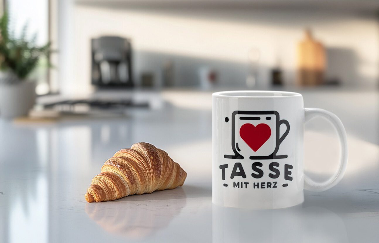 Tasse mit Herz in der Küche